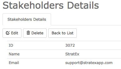 Master data - Details of a Stakeholder